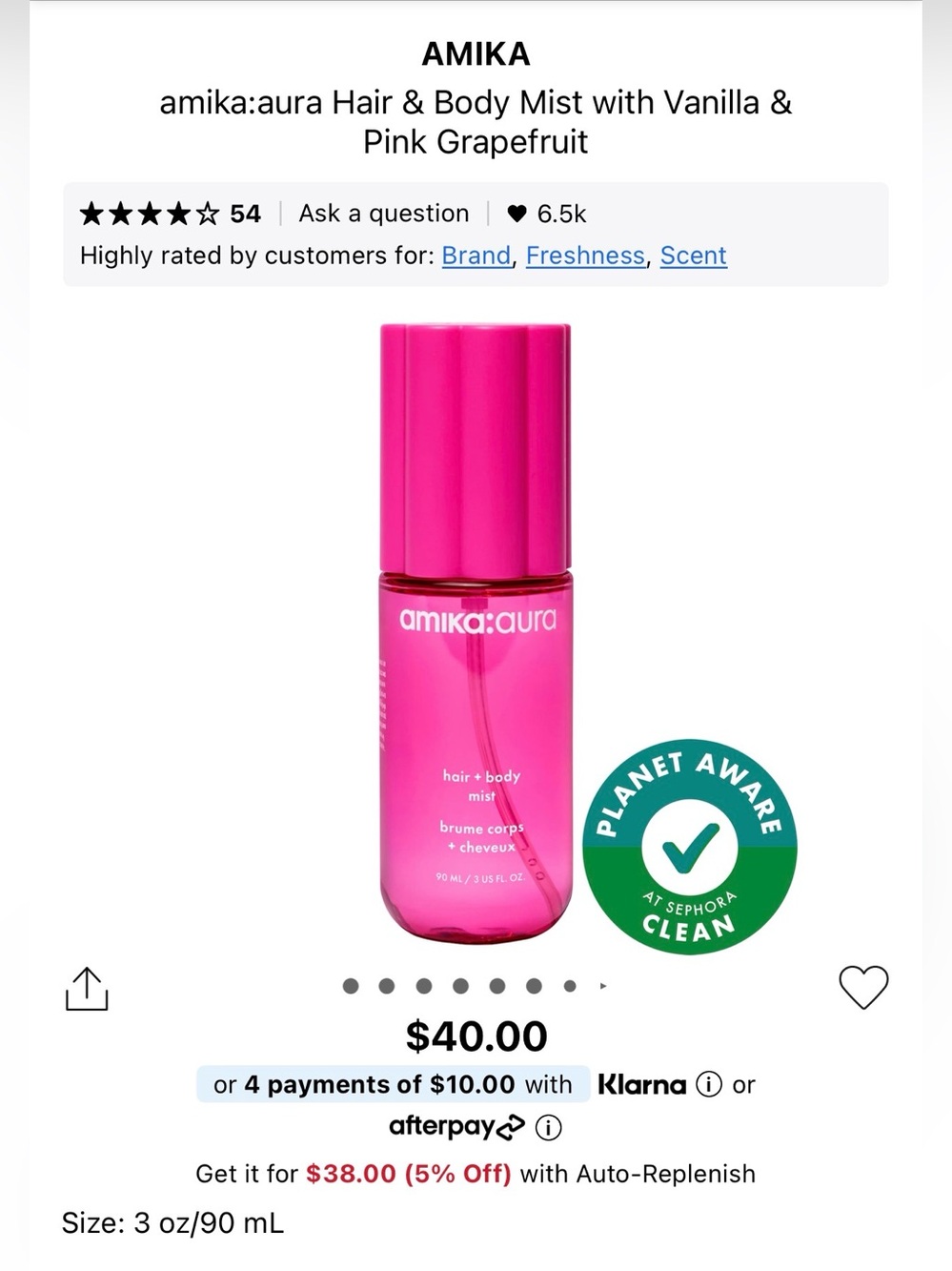 [HAIR] Amika Aura Hair & Body 90mL Vanilla Pink Grapefruit - Picture 3 of 4
